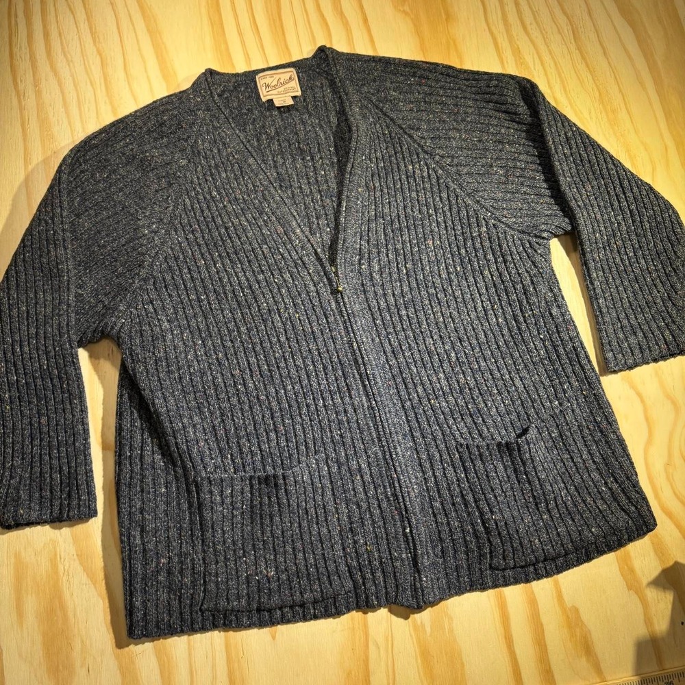 Woolrich gray ribbed knit cardigan